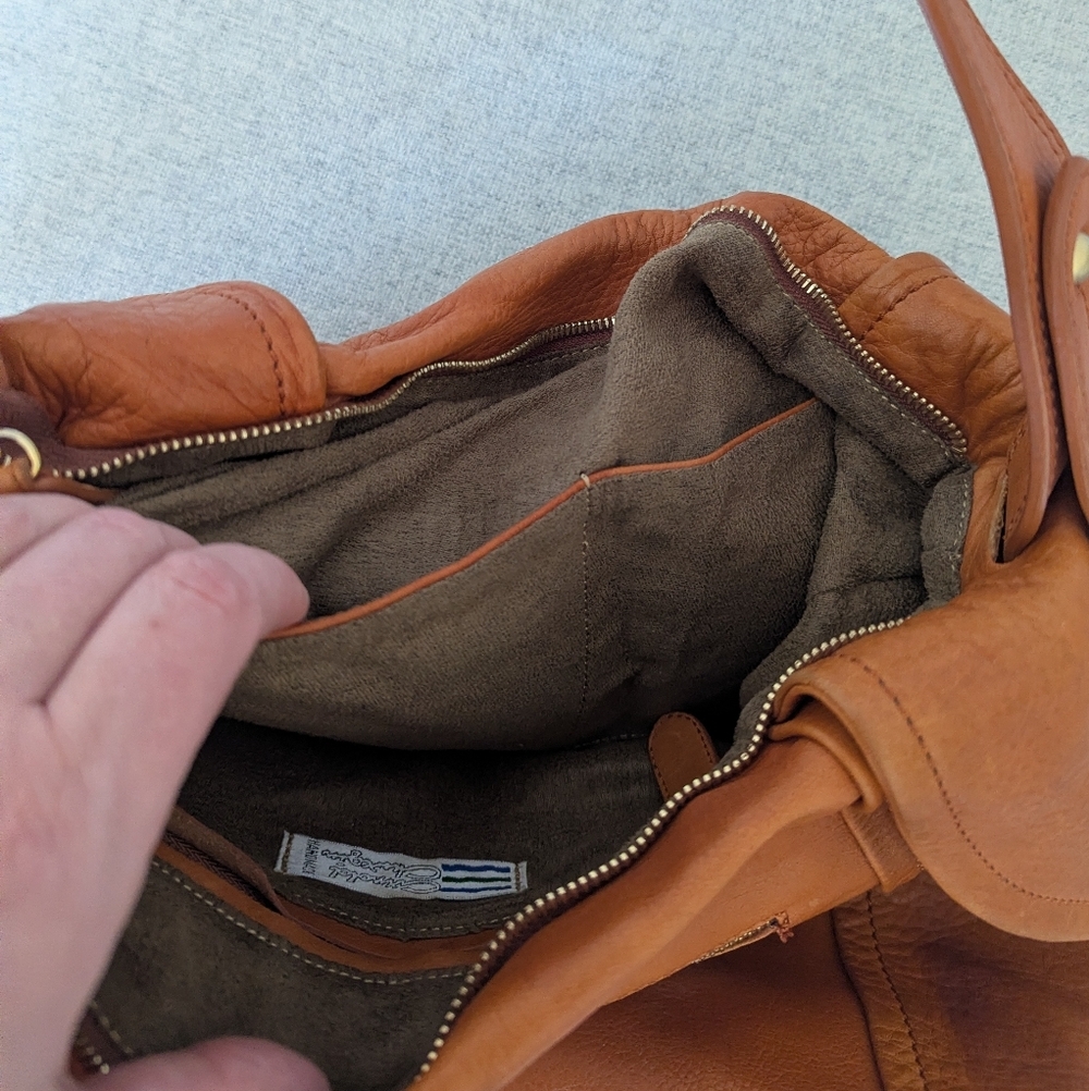 Brown Leather Shoulder Bag Hobo Lots Of Pockets Stampede Festival Bag - Picture 5 of 12